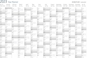 STAEDTLER calendrier mural 2023 Lumocolor, version internationale, facile à nettoyer à sec, DIN A1, stylo inclus, fabriqué en plastique robuste, 641 YP-1