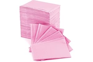 Annhua 125 PCS Dental Bibs Disposable Dentist Bib, Tattoo Bib Waterproof Patient Bibs Pink for Tattoos, Clinics, and Feeding - 13" ×18"