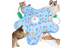 FIVAVA Katzenspielzeug Selbstbeschäftigung,Interaktives Katzenspielzeug Elektrisch,Aufladbar Spielzeug für Katze mit 3 Austauschbaren Federn