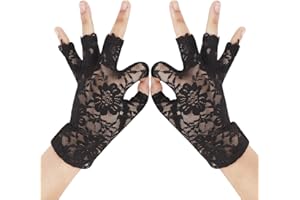YJZQ Mariage Gants Femme Mitaine Dentelle pour Conduire Gants à Demi Doigt Gants élégant pour Bal Soirée Cérémonie
