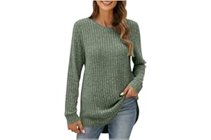 GENERIC Lightweight Sweaters for Womens Oversize Comfy Sweater Women Ribbed Kittned Jumper Crew Neck Long Sleeve Shirts Tunic Tops Ladies Jumper Fall Fashion Going Out Tshirts Clothes Workwear
