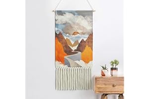 KHOYIME Betylifoy Macramé Bohemio Tejido para Colgar en la Pared Sunrise Tapiz para Colgar en la Pared Colorido Boho Chic Tapices de Pared para Apartamento Dormitorio Decoración de Fondo