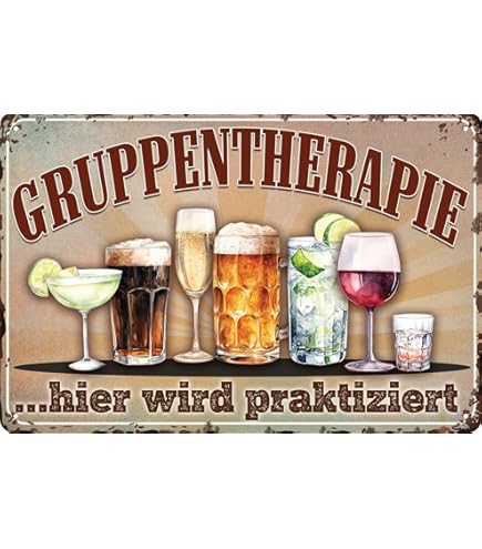 Chstarina Retro Blechschild 'Gruppentherapie' - 30x20 Cm Vintage Bar-Schild Für Wanddekoration