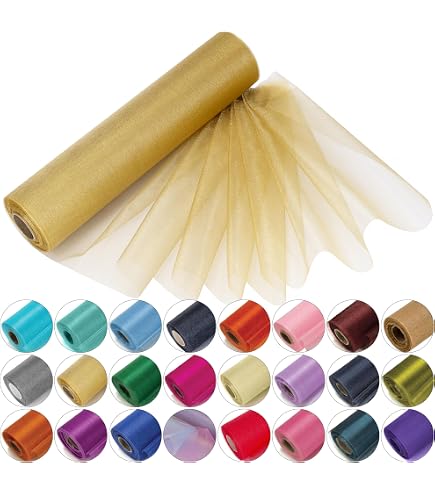 Rouleau Tissu Organza Pailleté 25m X 29cm – Blanc Ou Rouge – Pour Décoration Mariage, Nœuds De Chaise, Drapage, écharpes - 5