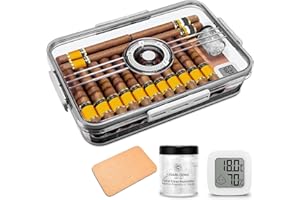CIGARLOONG Zigarren-Humidor, eingebautes Regal aus Zedernholz mit Hygrometer und Luftbefeuchter, transparente Aufbewahrungsbox aus Acryl für Zigarren (S (für 20–30 Zigarren))