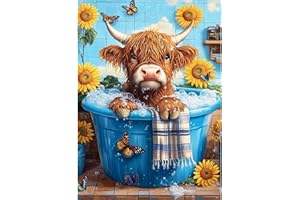 cdsnxore Diamond Painting Kits for Adults, Highland Cow Diamond Art Kits for Adults Beginners, Diamond Arts Kits for Home Wall Decor 30 * 40CM(Blue)