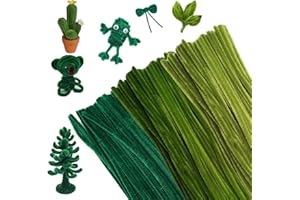 MIYUANGKJ MIYUANNGKJ 300 Skt Pfeifenreiniger, 3 Verschiedene Grün Pfeifenputzer Biegeplüsch Basteldraht 30cm Pfeifenreiniger Chenilledraht Pfeiffendraht für Kreative DIY-Projekte und Basteldeko für Kinder