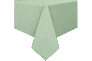 Romanstile Oilcloth Tablecloth 100 x 140 cm Outdoor Green Tablecloth Linen Look PVC Tablecloths Waterproof Garden Tablecloth Weatherproof for Birthday, Party, Spring, Summer, Easter, Picnics and