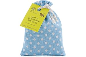 PRETTY WILD SEEDS Wildflower Seeds Bee Balls Seed Bombs in Natural Cotton Sack Handmade with Clay & Seeds to Save The Bees savethebees (Blue White DOT)