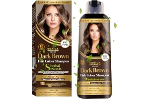 Kokila NO PPD Shampoo Hair Colour - Dark Brown 400ml for Women and Men Natural Extracts Colours Hair in 10 Minutes Ammonia Free, Paraben Free - 10 Pair Free Gloves