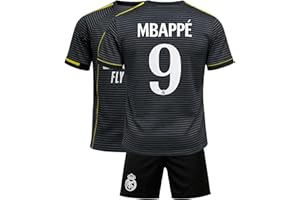 Qycksouth Mbappé Nr.9 Trikot für Kinder 2026 Schwarz Set mit Shorts – Fußball Fan Trikot Jungen – Neu Saison – Kompatibel mit Mbappé Fans – Jugendgrößen 128 bis 176