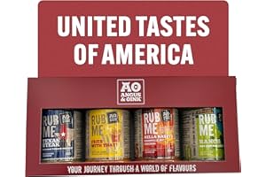 Angus & Oink Gift Set | United Tastes of America | 1 x Texas Steak SPG Seasoning 250G | 1 x Fries With That? 225G | 1 x Nashville Hot Chicken 200G | 1 x Ranch Seasoning 170G | BBQ Lover Gift Set