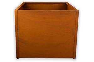Köhko® Vaso di design (con fondo) in acciaio corten, quadrato, 50 x 50 x 40 cm