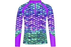 Manyakai Kids Girls Rash Vest Long Sleeve Rash Guard Swim Shirt UPF 50+ UV Protection Quickly Dry Rash Top