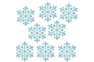 MELLIEX 24 Piezas Adorno Colgante de Copos de Nieve, Adornos de Navidad Copo de Nieve con Brillo Árbol De Navidad Ornamentos de Navidad para Decoración de Fiesta de Navidad - Azul