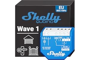 Shelly Wave 1 - Module interrupteur sans fil Z-Wave 868,4 MHz, 1 canail - 16A, Contacts secs, Ouvre-porte de garage connecté, Passerelle Z-Wave requise, Horaires & Scenes intelligentes