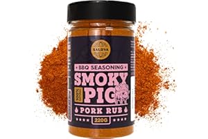 SALDVA Smoky Pig BBQ Pork Rub – 100 % naturalna przyprawa BBQ – Idealna mieszanka przypraw do wędzonych i grillowanych dań z wieprzowiny – Duży słoik (220 g)