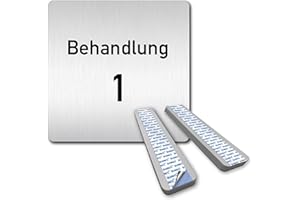 Türschilder24 XXL Schild - Türschild • 125 x 125 mm • Behandlung - Behandlungsraum • 1,5 mm Aluminium Vollmaterial • 100% Made in Germany (Beahndlung 1 + Abstandshalter)