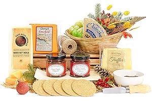 PRESTIGE HAMPERS Christmas Artisan Cheese Hamper – Gourmet Cheese & Biscuit Gift Set - Perfect Treat for Hampers Lovers & Special Occasions