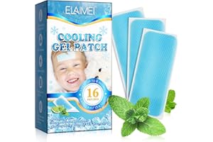 CHENYAYUN 16Pcs Fever Cooling Gel Patches for Kids & Adults, Relief Cooling Sheets for Headaches, Overheating, Heat Stroke, Long-Lasting, Safe & Drug-Free, Easy to Apply