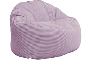 bananair - Puff Salón de Pana Ancho - Suave y Confortable - Puff Pera con Relleno de Espuma Incluido, Óptimo Apoyo para la Espalda - Bean Bag, Sofa Puff Gigante Muy Cómodo (100 cm, Violeta Lila)