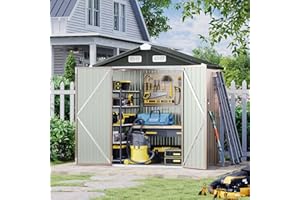 Aoxun Outdoor Storage Shed Waterproof, 4X 6FT and Garden Shed for Bike, Garbage Can, Tool, Lawnmower, Outdoor Metal Shed for Backyard, Patio, Brown