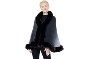 BEAUTELICATE Donna Poncho Mantella Maglia Invernale Stola Scialle in Pelliccia Sintetica Coprispalle Bolero Elegante per Sposa Matrimonio Festa