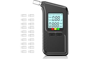 Shiptree Alkoholtester mit Zwei Sensoren, Professioneller Promillemessgerät mit Digitaler LCD-Anzeige, Tragbarer Alkoholmessgerät für Den Persönlichen und Professionellen Gebrauc, mit 20 Mundstücke