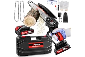 7SEVENJOKERS Mini Kettensäge mit Akku, 21V 6 Zoll Akku Stsäge mit 3.0Ah Akku und 2 Ketten, Mit Sicherheitsverriegelung und leistungsstarkem Motor, Handkettensäge Akku für Baum, Hof und Garten（Schnell-Ladegerät）