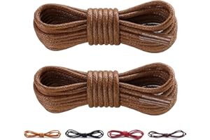 CCSOFTIME 2 Pares Cordones Redondos Encerados, Cordones para Zapatos de Vestir y Oxford y Brogue y Derby, Cordones para Botas de Hombre y Mujer, ø2.5mm