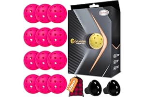 LUCYLANKER Palline da Pickleball da Esterno, Palline da Pickleball a 40 Fori con Borsa in Rete & 2 Riciclatori di Palline, Alto Rimbalzo & Resistente per Tutti gli Stili, Paddle & Campo da Pickleball