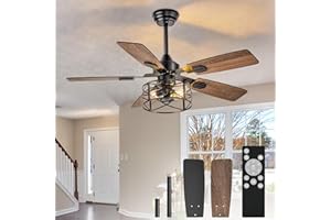 ‎DEPULEY Depuley 42“ Lüfterlampe mit geradem Flügel (schwarzes Gehäuse) 01