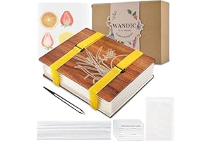 WANDIC Kit de Prensa de Flores de orquídea, Kit de Arte de Madera, Libro de Prensa de Flores, Frutas y Flores, Prensa para Hacer Manualidades y Aprender al Aire Libre
