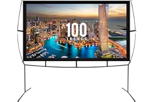 KHOMO GEAR Schermo proiettore portatile – Schermo proiettore da 100 pollici con supporto – Schermo proiettore per esterni e interni, per serate cinematografiche, home theater e presentazioni – Schermo