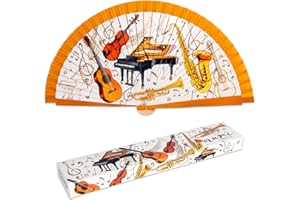 PracticDomus Ventaglio Pieghevole in Tessuto di Cotone Stampato e Legno. Collezione (Strumenti)