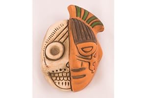 Tumia LAC Aztec Life & Death Mask - Fair trade in Mexico - Indoor or outdoor use L13xH13cm