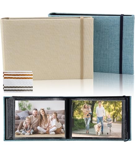 2 Stuks Insteekalbum 10x15 – Ruimte Voor 200 Foto’s, Linnen Omslag, Elastische Sluiting, Ideaal Voor Reizen En Bruiloften