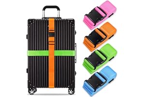 GRANTOP Zestaw pasów do walizki, taśmy, spersonalizowane paski identyfikacyjne, regulowany, antypoślizgowy dodatek podróżny (kolor różowy, niebieski, pomarańczowy, zielony, zestaw 4 szt.)