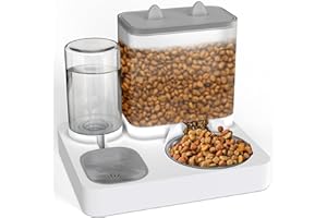 VIVO TECHNOLOGIES 2 in 1 Automatic Pet Feeder, Food and Water Dispenser, for Small Cats And Dogs, 2.2L Food Feeder 1L Water Dispenser Gravity Dispenser Station for Home Travel Dark Grey
