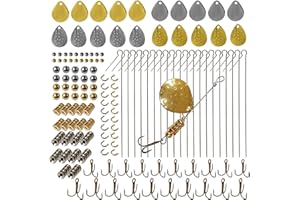 SHADDOCK FISHING 140pcs Fishing Lure Making Kit Spinner Making Kit Spoon Rigs Spinnerbaits DIY Acceessoires Shaft Clevis Treble Hooks Beads Craft Fishing Lure DIY Gear