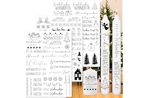 GIAEYHM Kerzen Tattoo Weihnachten,3 Stück DIY A4 Kerzen Tattoofolie，Wasserschiebefolie Stabkerzen,Sprüche zum Verschenken，für Kerzen/Keramik，DIY Geschenk (Weihnachten Ⅲ)