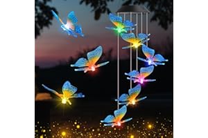 iShabao Farfalla Campanelli Eolici Solare, 6 LED Carillon del Vento Solare, Campanelli Solare Impermeabili, Regalo Mamma, Regalo Donna, Decorazione di Alberi, Balconi, Matrimoni (Blu)