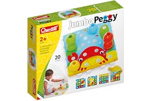 Quercetti - Jumbo Peggy - Mosaic Plug-in-spel för barn från 2 år - Spelspel - Mosaik Färgglada Stift & Pedagogisk Lek för Små
