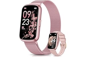 NAIXUES Reloj Inteligente Mujer, 1.47'' Pulsera Inteligente Mujer, IP68, 24 Modos Deportivos, Función Femenina, 24H Pulsómetro SpO2, Sueño, Podómetro, 2 Correas, Smartwatch para iOS Android Rosa