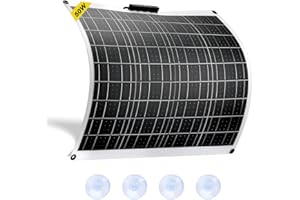 SARONIC Panneau Solaire Mono ETFE Flexible de 50W 18V avec MC4 pour Bateau, Tente, Camping-car, Voiture, Remorque ou Toute Autre Surface Irrégulière