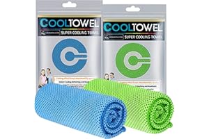 YAOJI Cooling Towels for Neck Set of 2,Quick Drying Ice Towel Instant Cooling Relief,Soft Breathable Chilly Towel for Gym,Golf,Yoga,Camping,Running, Workout,and More Activities, Blue+green