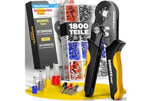 SCHMITZ.Tools Crimpzange mit 1.800 Aderendhülsen Set - Für saubere Crimps wie vom Fachmann - Selbsteinstellend [0,25–10mm²] - Zuverlässig & Präzise - Geprüfte Zange, die du wirklich brauchst