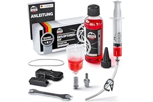 ‎BORGEN Borgen Entlüftungsset für Shimano Scheibenbremsen - Entlüftungskit mit Anleitung für Deore, Dura Ace, Saint, XT UVM. inkl. 100ml Mineralöl Bremsflüssigkeit, Trichter, Spritze und Adapter