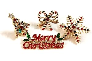 PTDecals 4 pezzi albero di Natale, fiocco di neve, bastone di zucchero, spille con logo di buon Natale per vestiti borsa decorazione di Natale