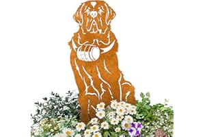 ‎TERMA Terma Stahldesign Edelrost Hund Verschiedene Rassen, Handmade Germany, tolle gartendeko aus Rost-Metall, deko rostoptik, Rostfiguren Tiere, rostfiguren Garten, Rostdeko (Bernhardiner)